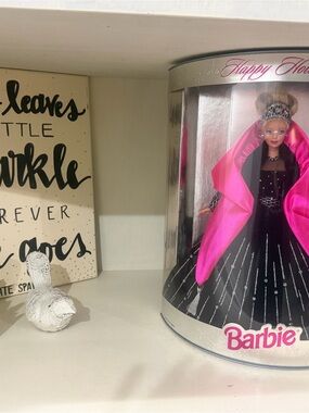 Barbie Black Gown Doll with Bright Pink Shawl - Holiday Collectible